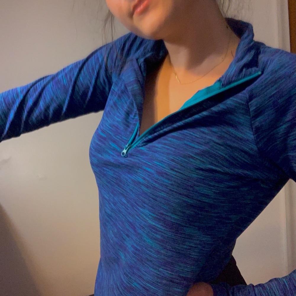 Blue Quarter-Zip Workout top
